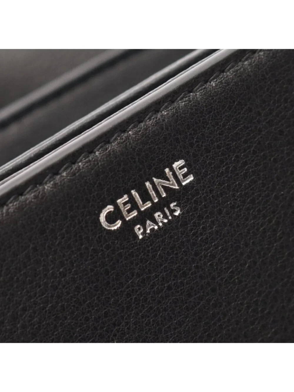 Celine Shoulder Bag Besace Triomphe Black Leather Small Strap